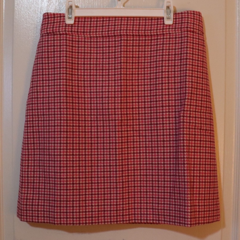 NWT J Crew Pink Wool Houndstooth Skirt | Size 6